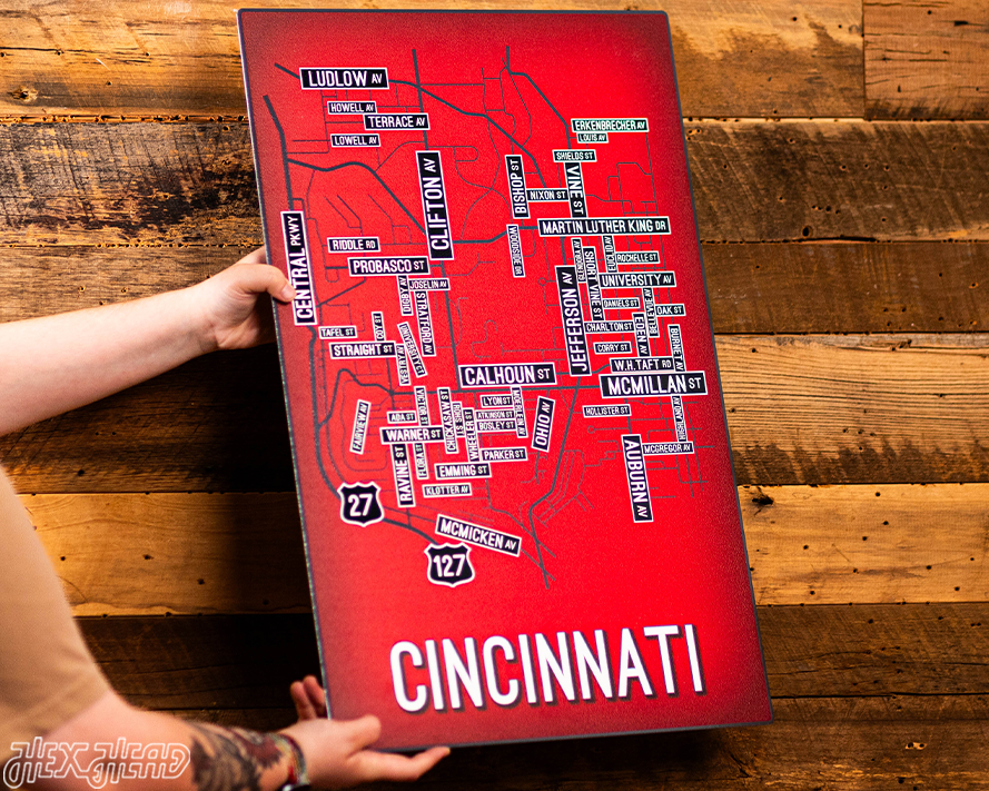 Cincinnati School Street Poster Single Layer Metal Wall Art