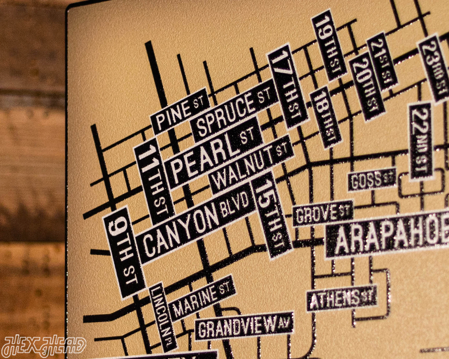 Boulder, Colorado School Street Poster Single Layer Metal Wall Art