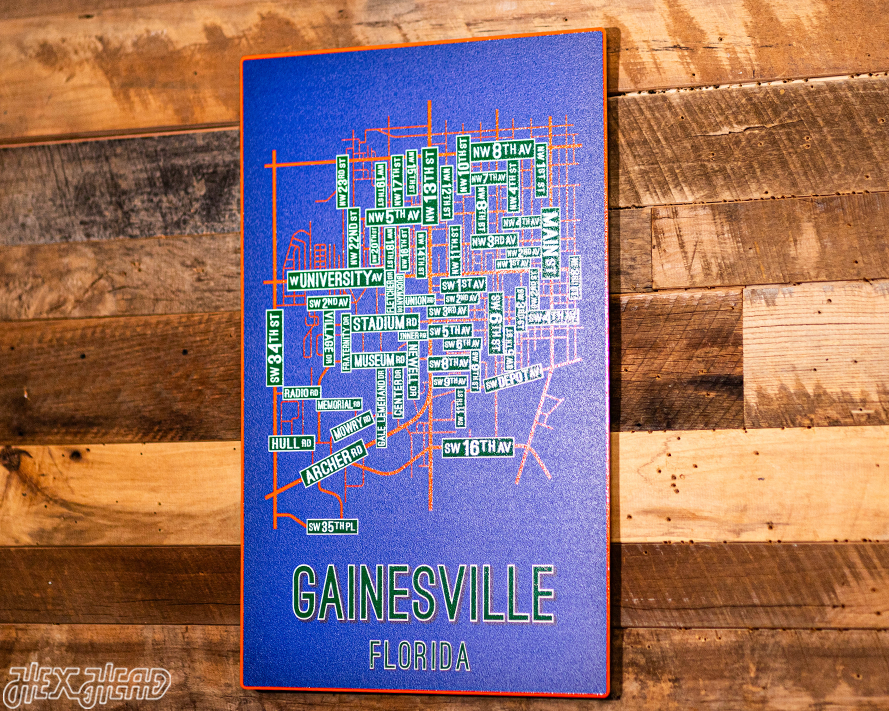 Gainesville, Florida School Street Poster Single Layer Metal Wall Art