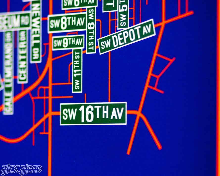 Gainesville, Florida School Street Poster Single Layer Metal Wall Art