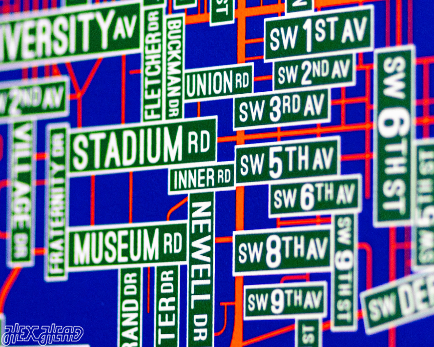 Gainesville, Florida School Street Poster Single Layer Metal Wall Art