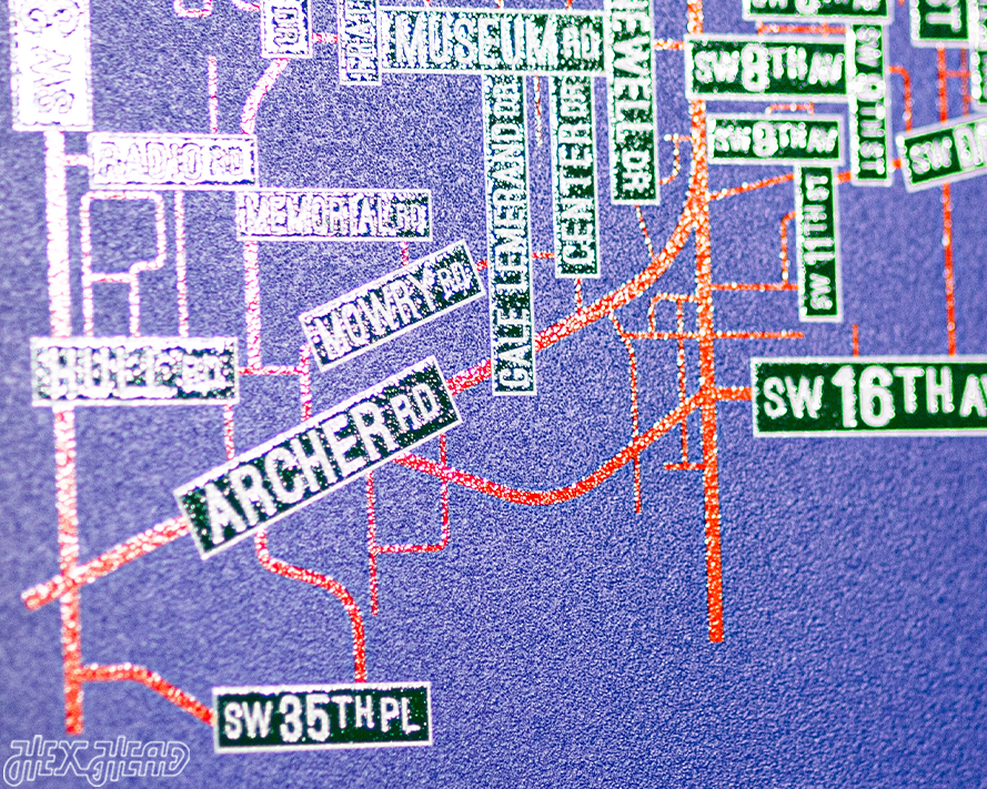 Gainesville, Florida School Street Poster Single Layer Metal Wall Art