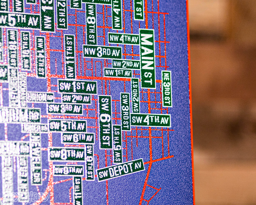 Gainesville, Florida School Street Poster Single Layer Metal Wall Art