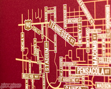 Tallahassee, Florida School Street Poster Single Layer Metal Wall Art