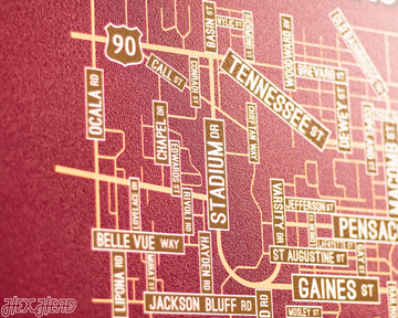 Tallahassee, Florida School Street Poster Single Layer Metal Wall Art