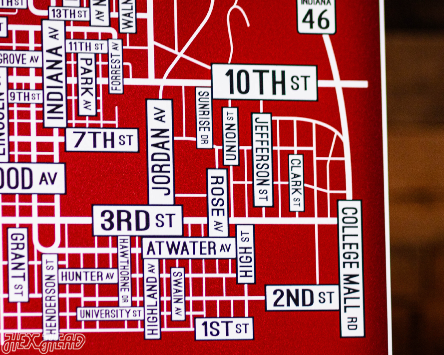 Bloomington, Indiana School Street Poster Single Layer Metal Wall Art