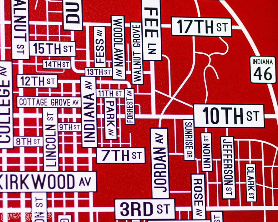 Bloomington, Indiana School Street Poster Single Layer Metal Wall Art