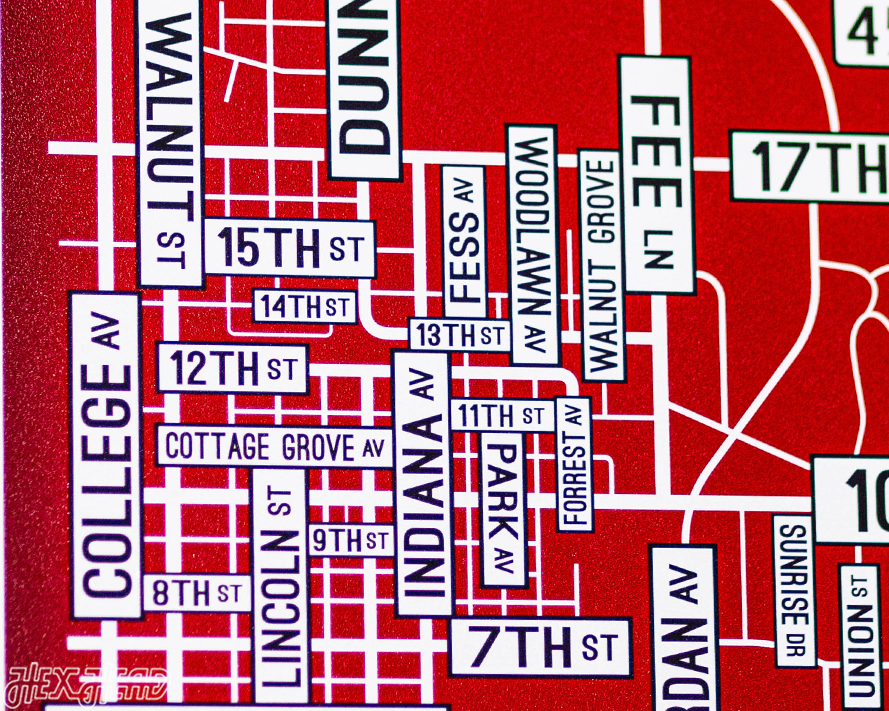 Bloomington, Indiana School Street Poster Single Layer Metal Wall Art