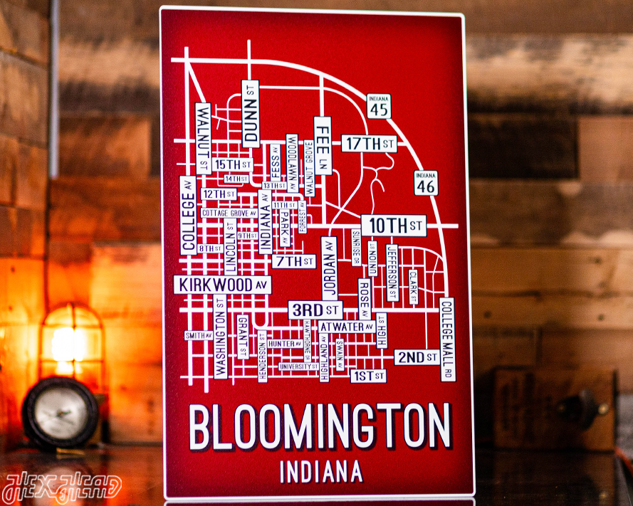 Bloomington, Indiana School Street Poster Single Layer Metal Wall Art
