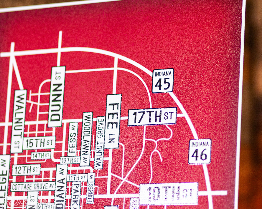Bloomington, Indiana School Street Poster Single Layer Metal Wall Art