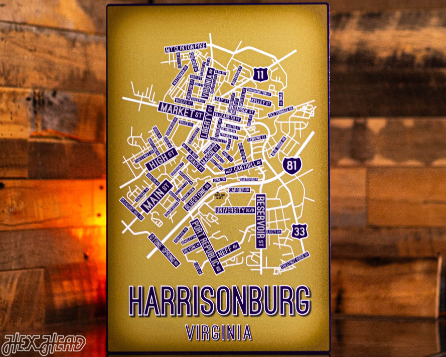 Harrisonburg, Virginia School Street Poster Single Layer Metal Wall Art
