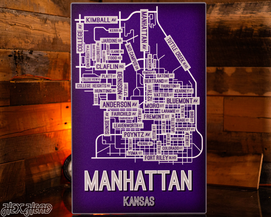 Manhattan, Kansas School Street Poster Single Layer Metal Wall Art