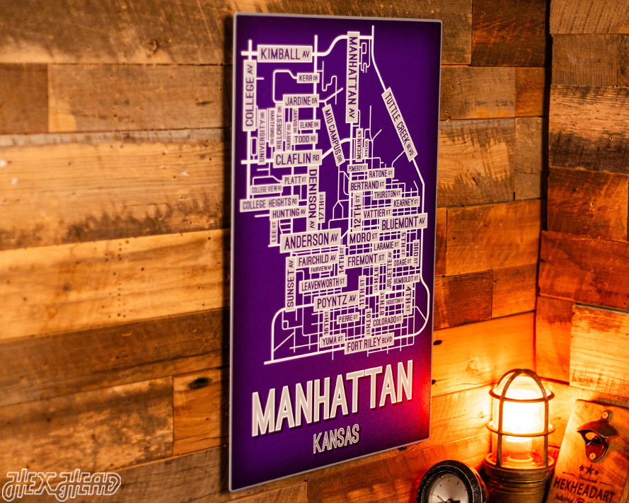 Manhattan, Kansas School Street Poster Single Layer Metal Wall Art