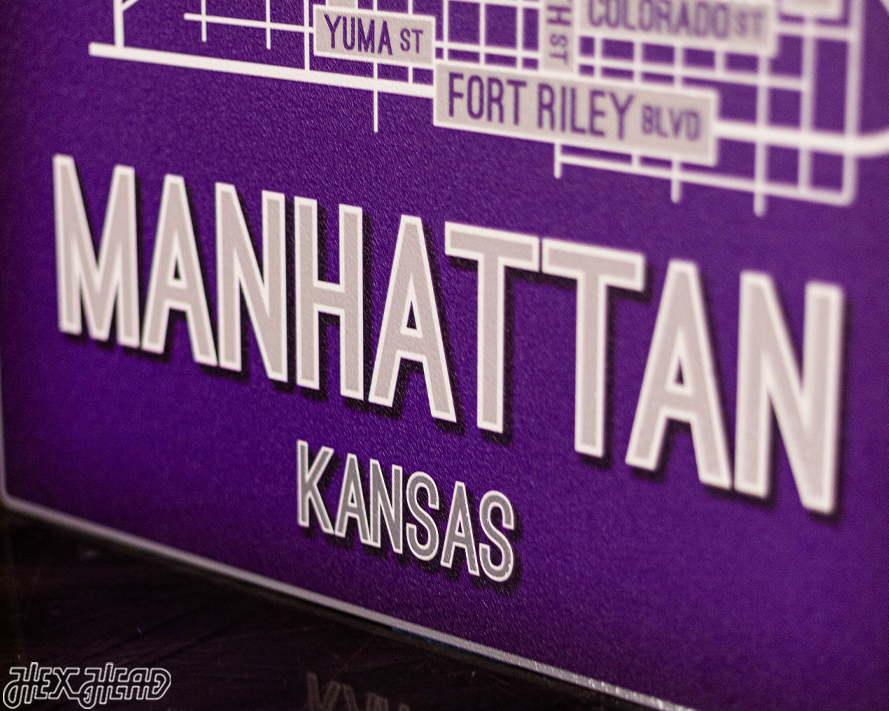 Manhattan, Kansas School Street Poster Single Layer Metal Wall Art