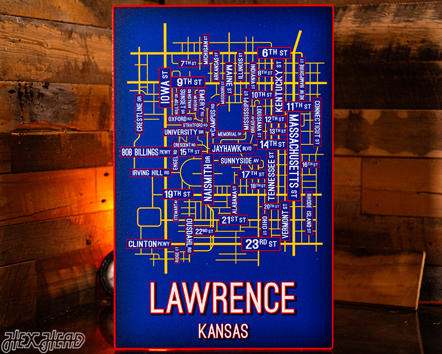 Lawrence, Kansas School Street Poster Single Layer Metal Wall Art