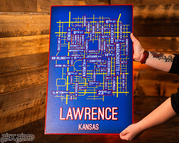 Lawrence, Kansas School Street Poster Single Layer Metal Wall Art