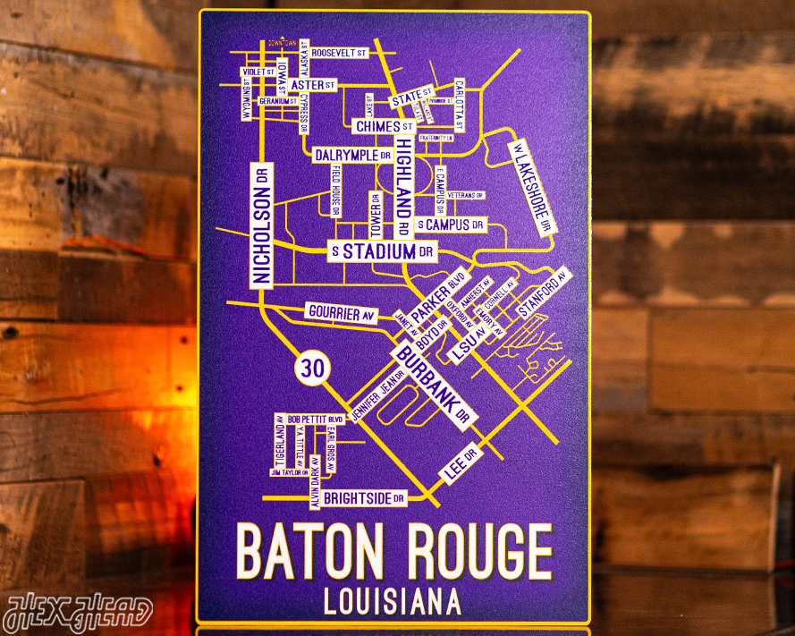 Baton Rouge, Louisiana School Street Poster Single Layer Metal Wall Art
