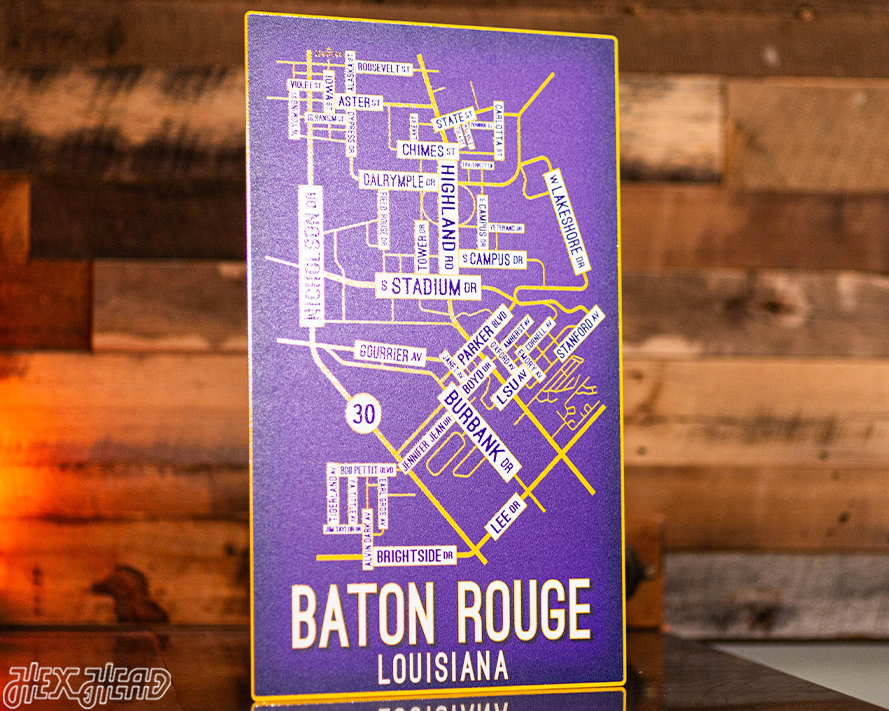 Baton Rouge, Louisiana School Street Poster Single Layer Metal Wall Art