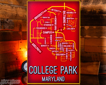 College Park, Maryland School Street Poster Single Layer Metal Wall Art