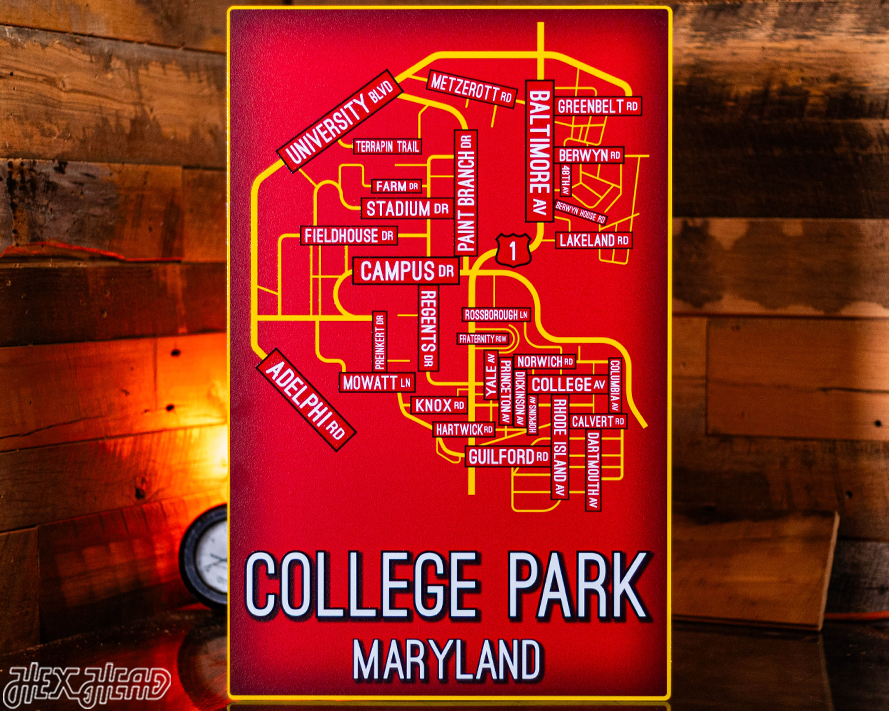 College Park, Maryland School Street Poster Single Layer Metal Wall Art