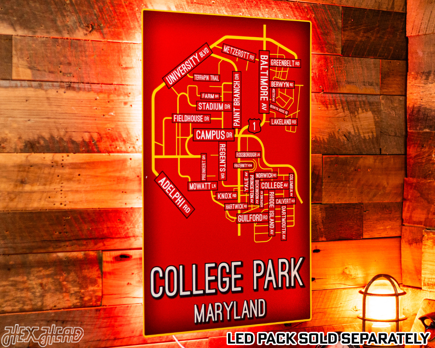 College Park, Maryland School Street Poster Single Layer Metal Wall Art