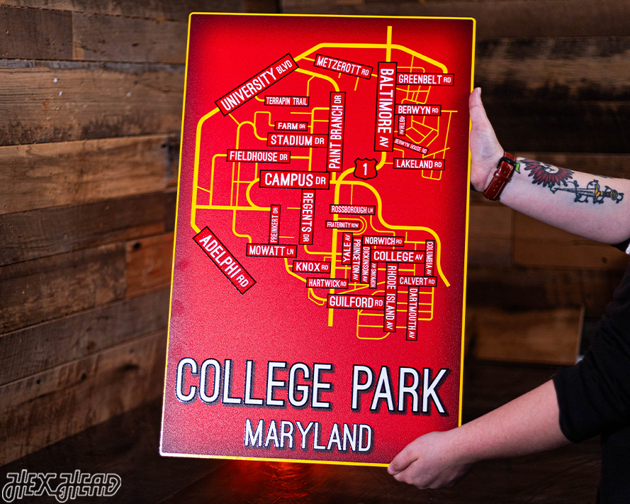 College Park, Maryland School Street Poster Single Layer Metal Wall Art