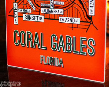 Coral Gables, Florida School Street Poster Single Layer Metal Wall Art