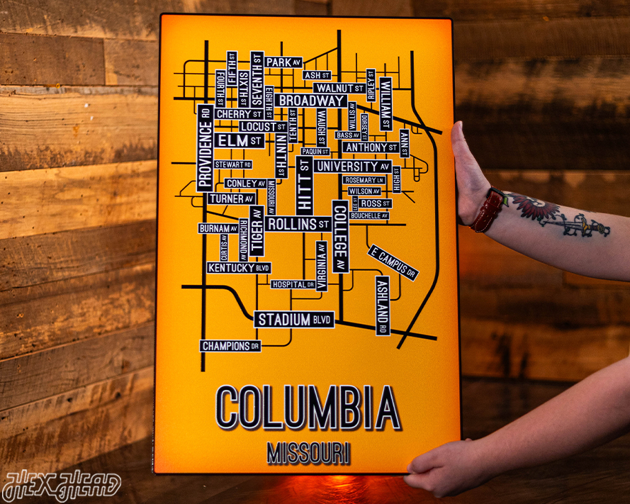 Columbia, Missouri School Street Poster Single Layer Metal Wall Art