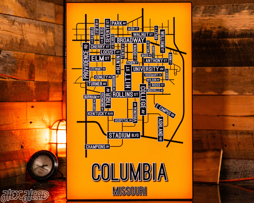 Columbia, Missouri School Street Poster Single Layer Metal Wall Art