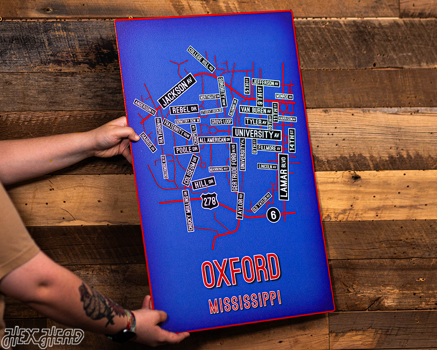 Oxford, Mississippi School Street Poster Single Layer Metal Wall Art