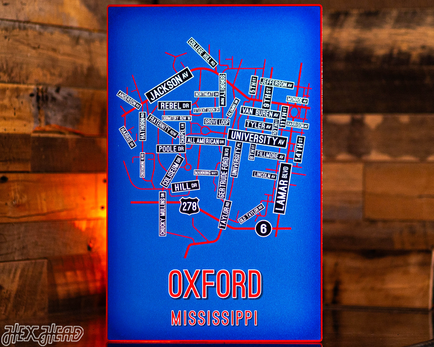 Oxford, Mississippi School Street Poster Single Layer Metal Wall Art