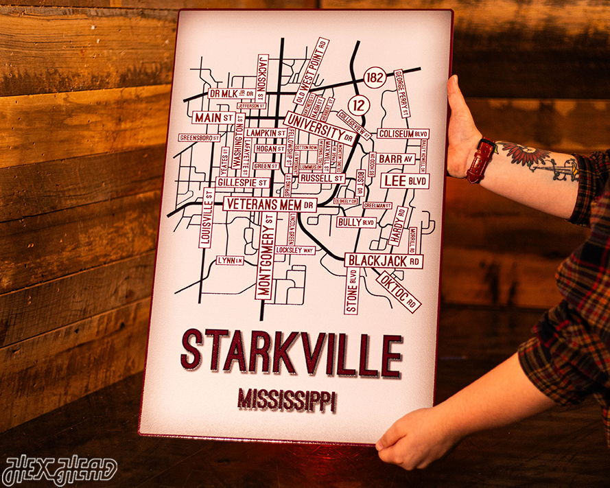 Starkville, Mississippi School Street Poster Single Layer Metal Wall Art
