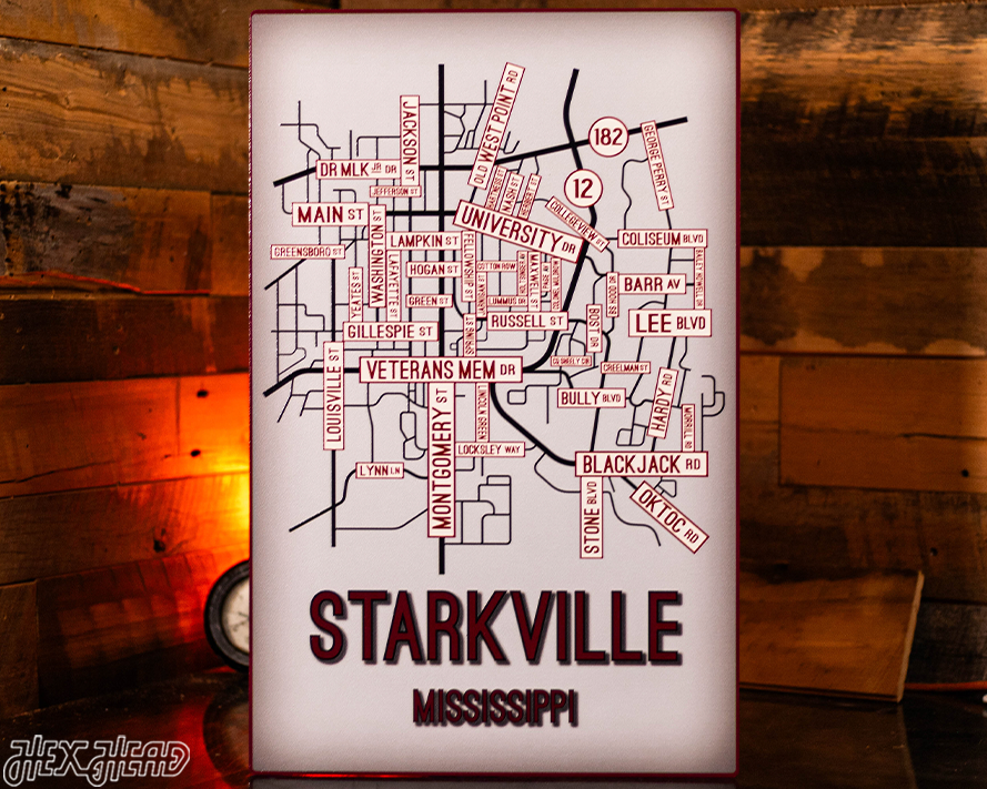 Starkville, Mississippi School Street Poster Single Layer Metal Wall Art