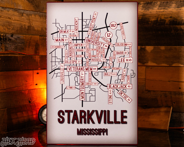 Starkville, Mississippi School Street Poster Single Layer Metal Wall Art