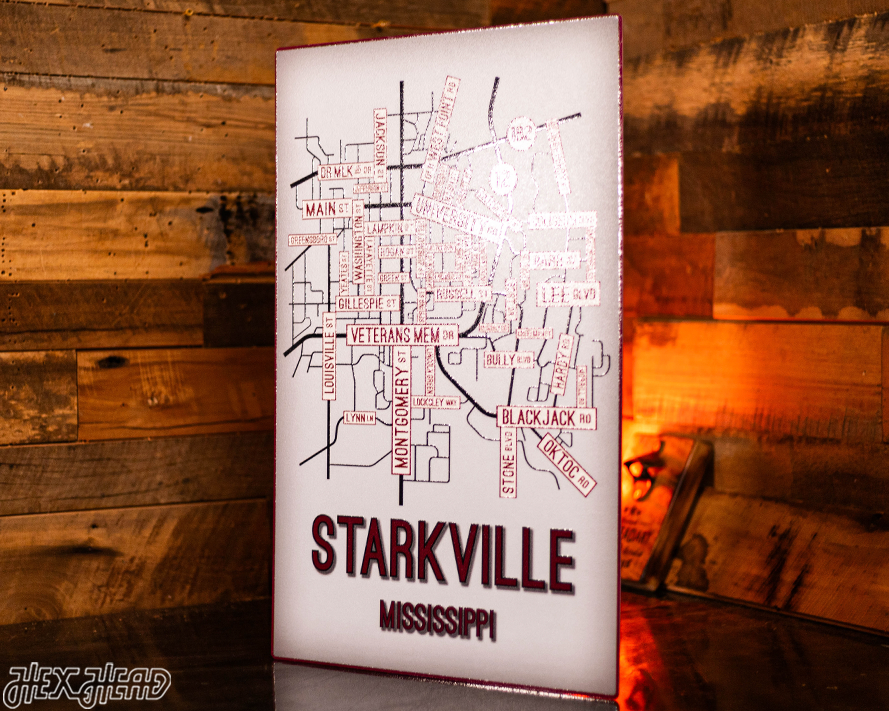 Starkville, Mississippi School Street Poster Single Layer Metal Wall Art