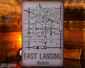 East Lansing, Michigan School Street Poster Single Layer Metal Wall Art
