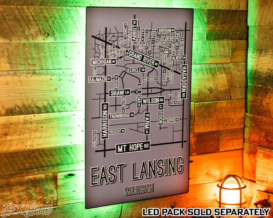 East Lansing, Michigan School Street Poster Single Layer Metal Wall Art