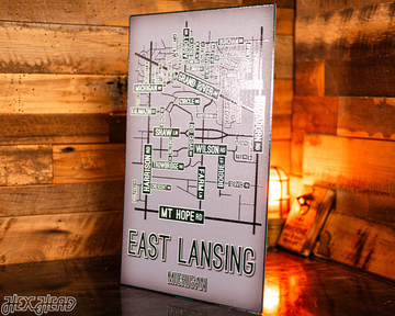 East Lansing, Michigan School Street Poster Single Layer Metal Wall Art