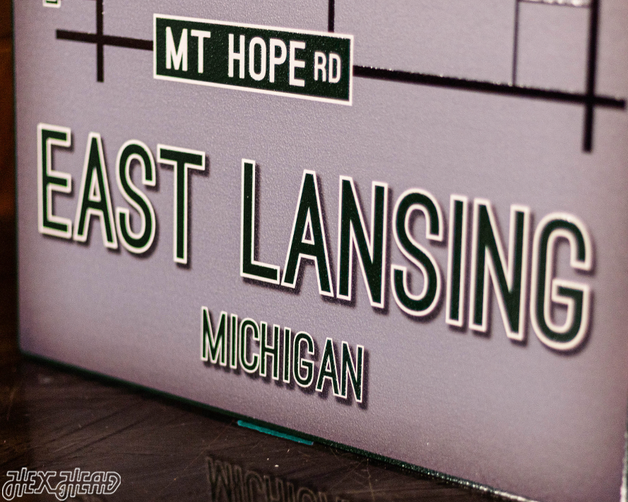 East Lansing, Michigan School Street Poster Single Layer Metal Wall Art