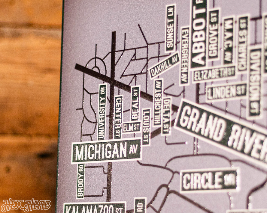 East Lansing, Michigan School Street Poster Single Layer Metal Wall Art