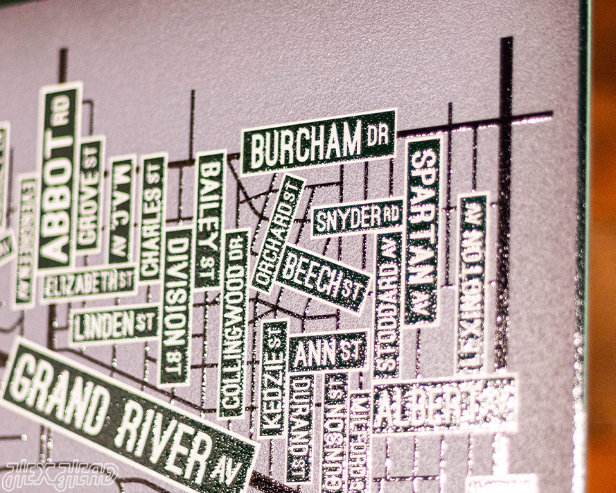 East Lansing, Michigan School Street Poster Single Layer Metal Wall Art