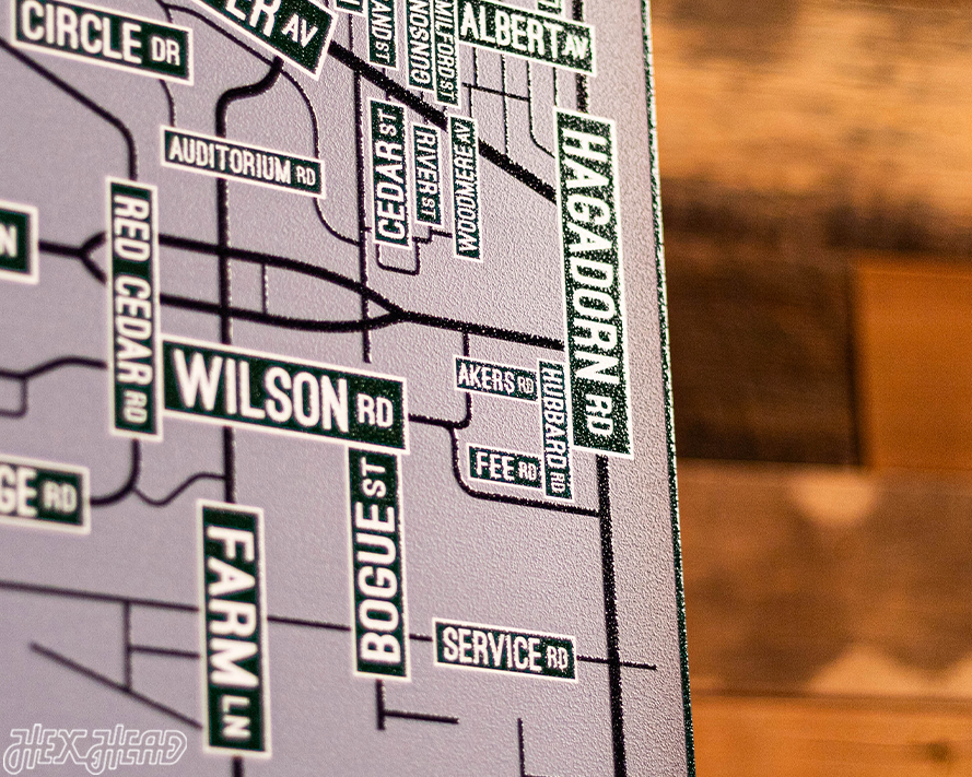 East Lansing, Michigan School Street Poster Single Layer Metal Wall Art