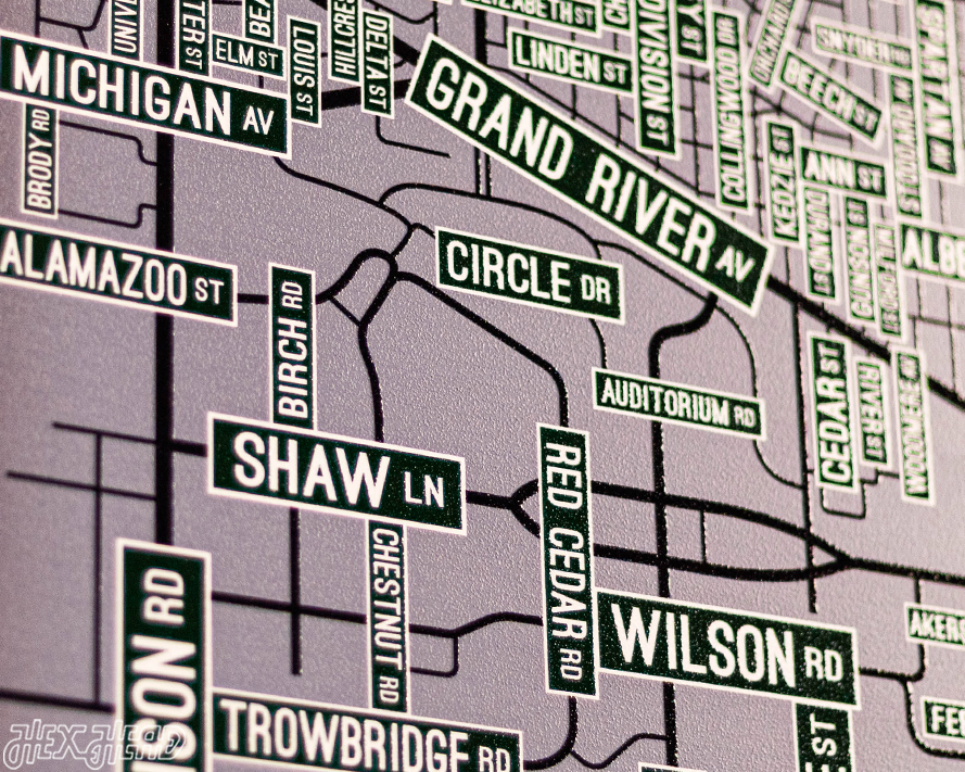 East Lansing, Michigan School Street Poster Single Layer Metal Wall Art