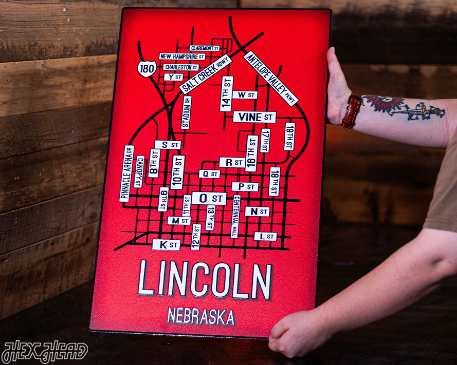 Lincoln, Nebraska School Street Poster Single Layer Metal Wall Art