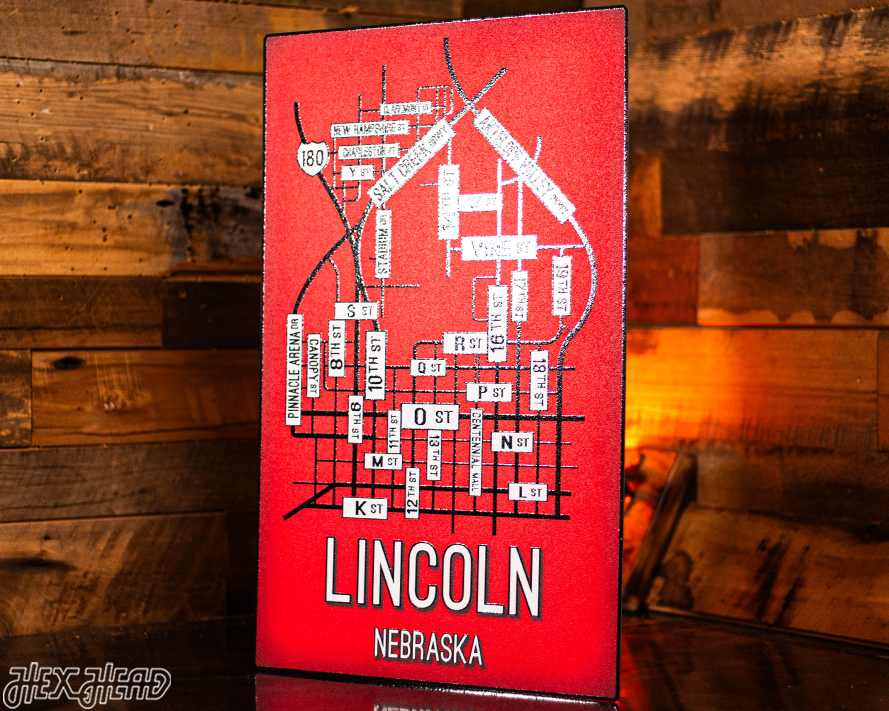 Lincoln, Nebraska School Street Poster Single Layer Metal Wall Art