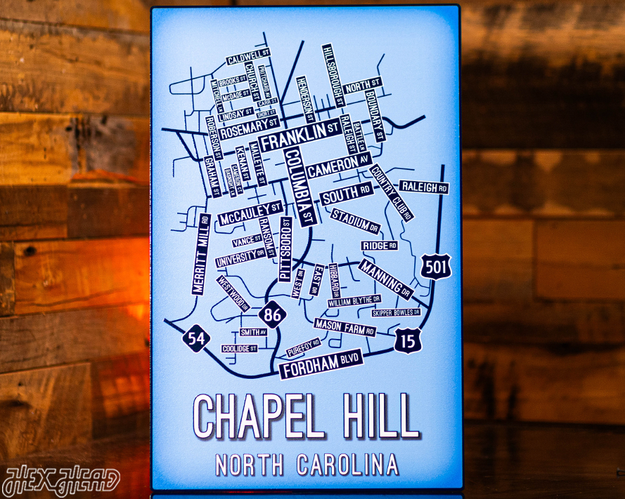 Chapel Hill, North Carolina School Street Poster Single Layer Metal Wall Art