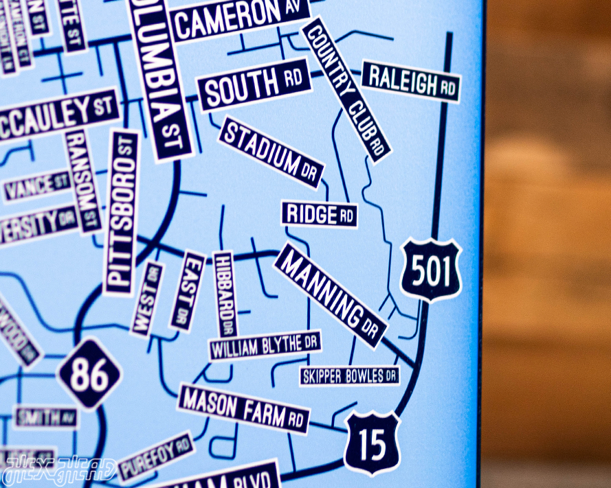 Chapel Hill, North Carolina School Street Poster Single Layer Metal Wall Art