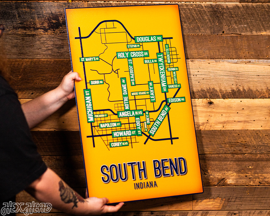 South Bend, Indiana School Street Poster Single Layer Metal Wall Art