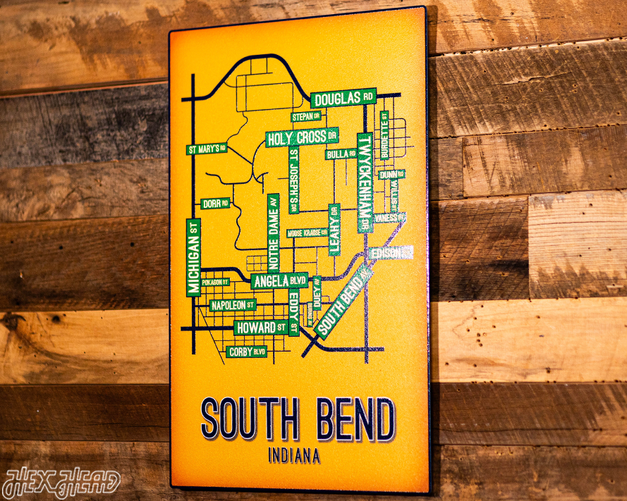 South Bend, Indiana School Street Poster Single Layer Metal Wall Art