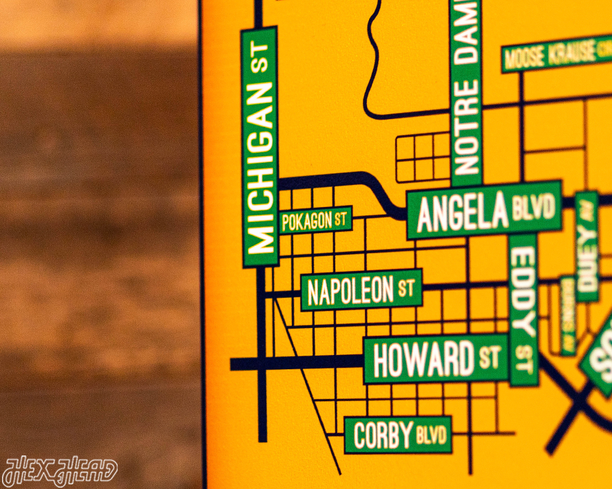 South Bend, Indiana School Street Poster Single Layer Metal Wall Art